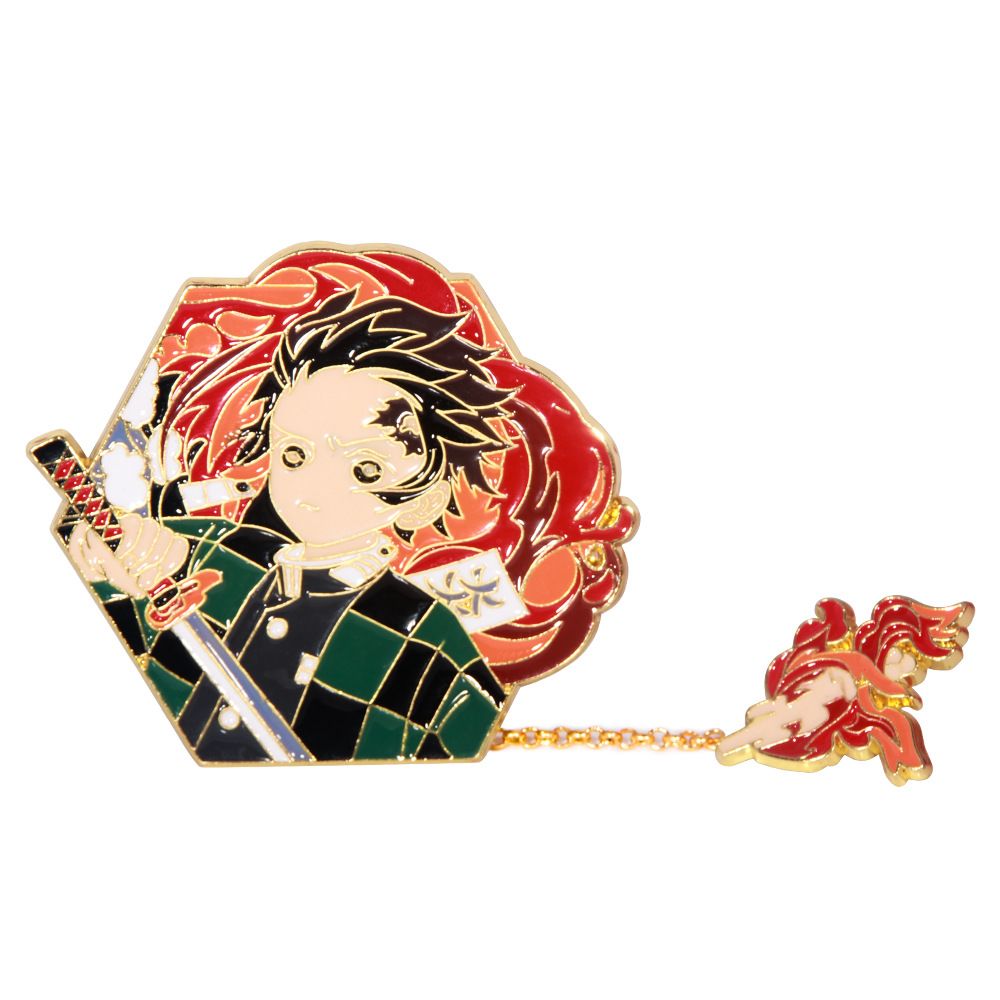 Demon Slayer Character Portrait Enamel Pin - Collector's Edition Badge with Chain Charm