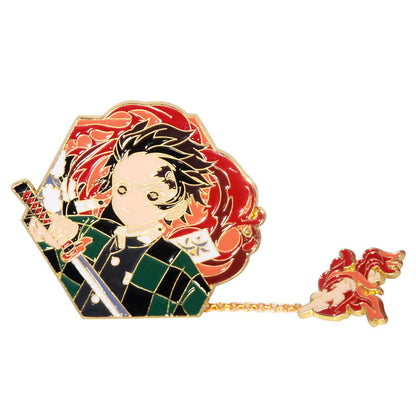 Demon Slayer Character Portrait Enamel Pin - Collector's Edition Badge with Chain Charm