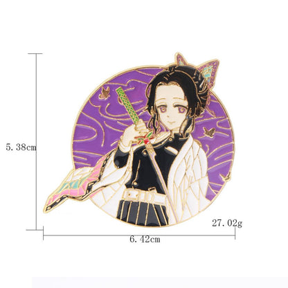 Demon Slayer Character Portrait Enamel Pin - Collector's Edition Badge with Chain Charm