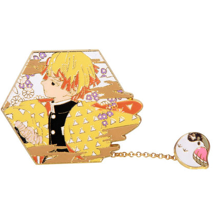 Demon Slayer Character Portrait Enamel Pin - Collector's Edition Badge with Chain Charm