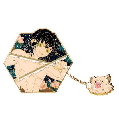 Demon Slayer Character Portrait Enamel Pin - Collector's Edition Badge with Chain Charm