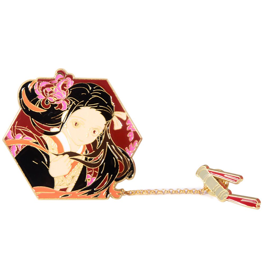 Demon Slayer Character Portrait Enamel Pin - Collector's Edition Badge with Chain Charm