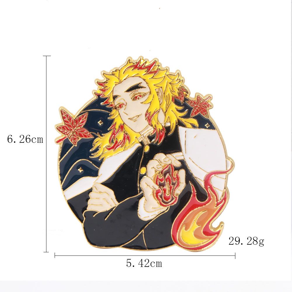 Demon Slayer Character Portrait Enamel Pin - Collector's Edition Badge with Chain Charm